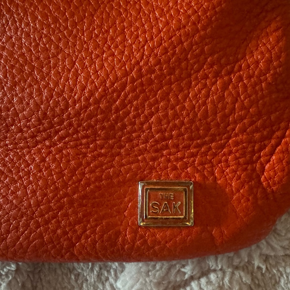 The SAK Orange Leather Handbag Purse Authentic LIKE NEW - Picture 6 of 6